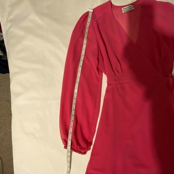 Urban Outfitters Women's Dress Size Medium Coral Red Wrap Long Sleeve - Picture 7 of 12